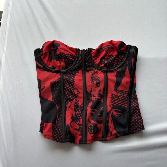 Edikted Red and Black Corset Top - Picture 4 of 4